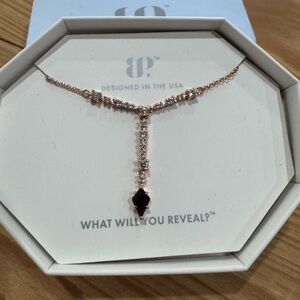 Rose Gold Necklace with Black Pendant